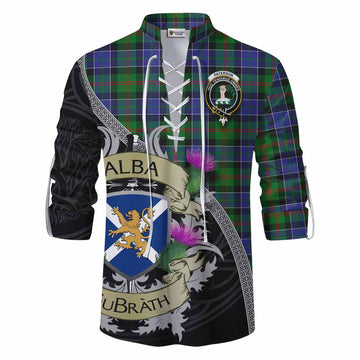 Paterson Tartan Family Crest Ghillie Kilt Shirt Lion Rampant Royal Thistle Shield Celtic Inspired