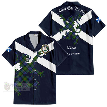 Tartan Vibes Clothing Paterson Tartan Lion Rampant Short Sleeve Button Shirt – Proudly Display Your Heritage with Alba Gu Brath and Clan Name