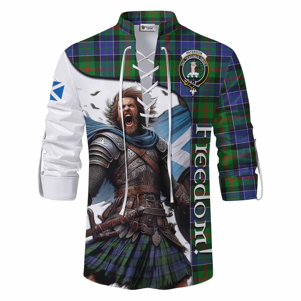 Tartan Vibes Clothing Paterson Crest Tartan Ghillie Kilt Shirt Inspired by the Freedom of Scottish Warrior