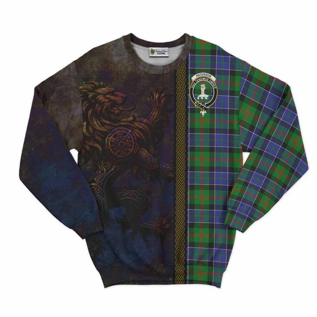 Tartan Vibes Clothing Paterson Tartan Family Crest Sweatshirt Alba Gu Brath Be Brave Lion Ancient Style
