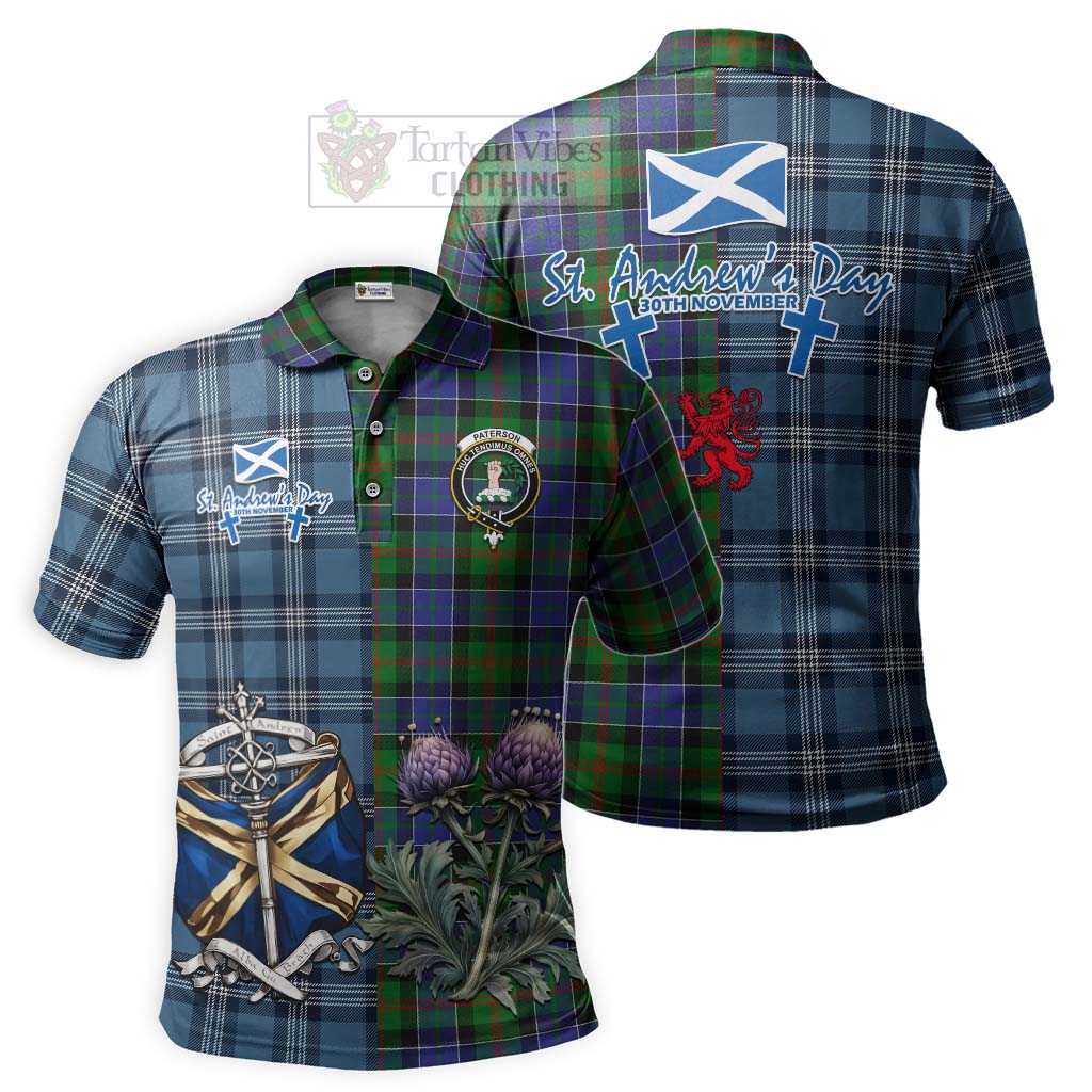 Tartan Vibes Clothing Paterson Tartan Polo Shirt Happy St. Andrew's Day Half Tartan Style