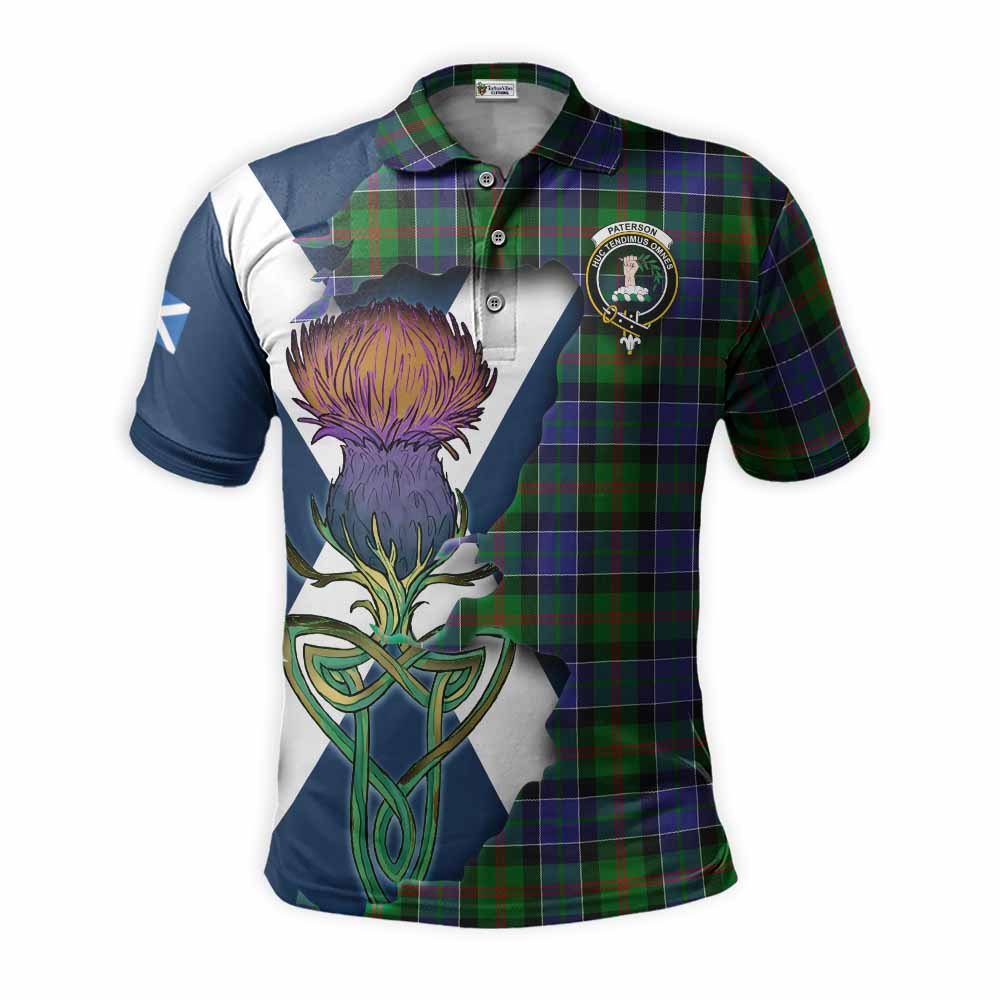 Tartan Vibes Clothing Paterson Tartan Family Crest Polo Shirt Scottish Thistle Celtic Inspired