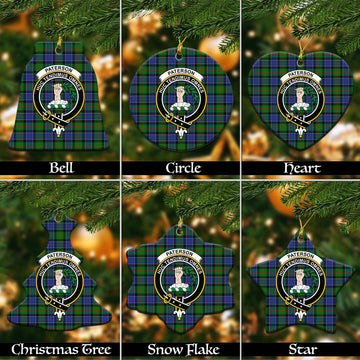 Paterson Tartan Christmas Ornaments with Family Crest