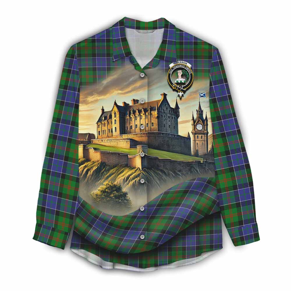 Tartan Vibes Clothing Paterson Tartan Family Crest Women's Casual Shirt with Scottish Ancient Castle Style