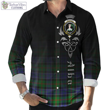 Paterson Tartan Long Sleeve Button Up Featuring Alba Gu Brath Family Crest Celtic Inspired