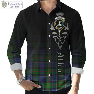 Tartan Vibes Clothing Paterson Tartan Long Sleeve Button Up Featuring Alba Gu Brath Family Crest Celtic Inspired
