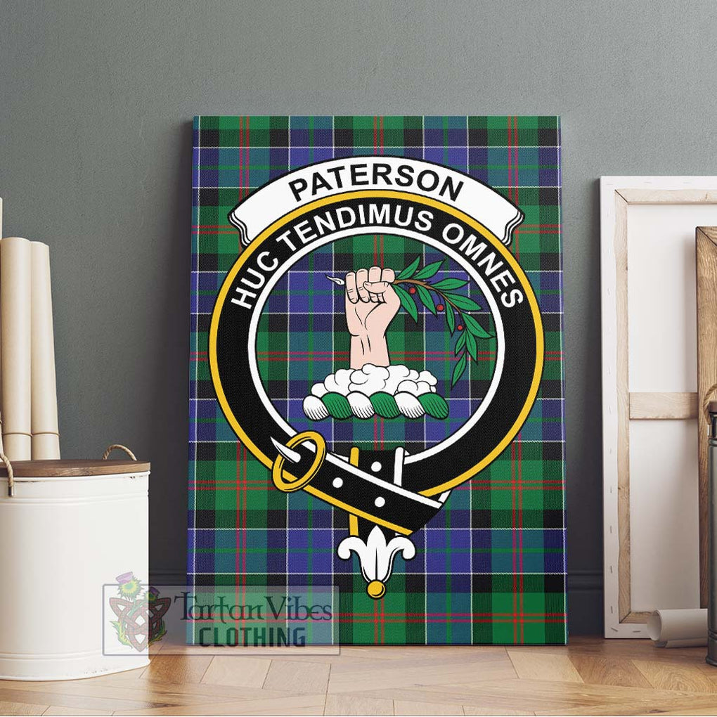 Paterson Tartan Canvas Print Wall Art with Family Crest Without Frame - Tartan Vibes Clothing