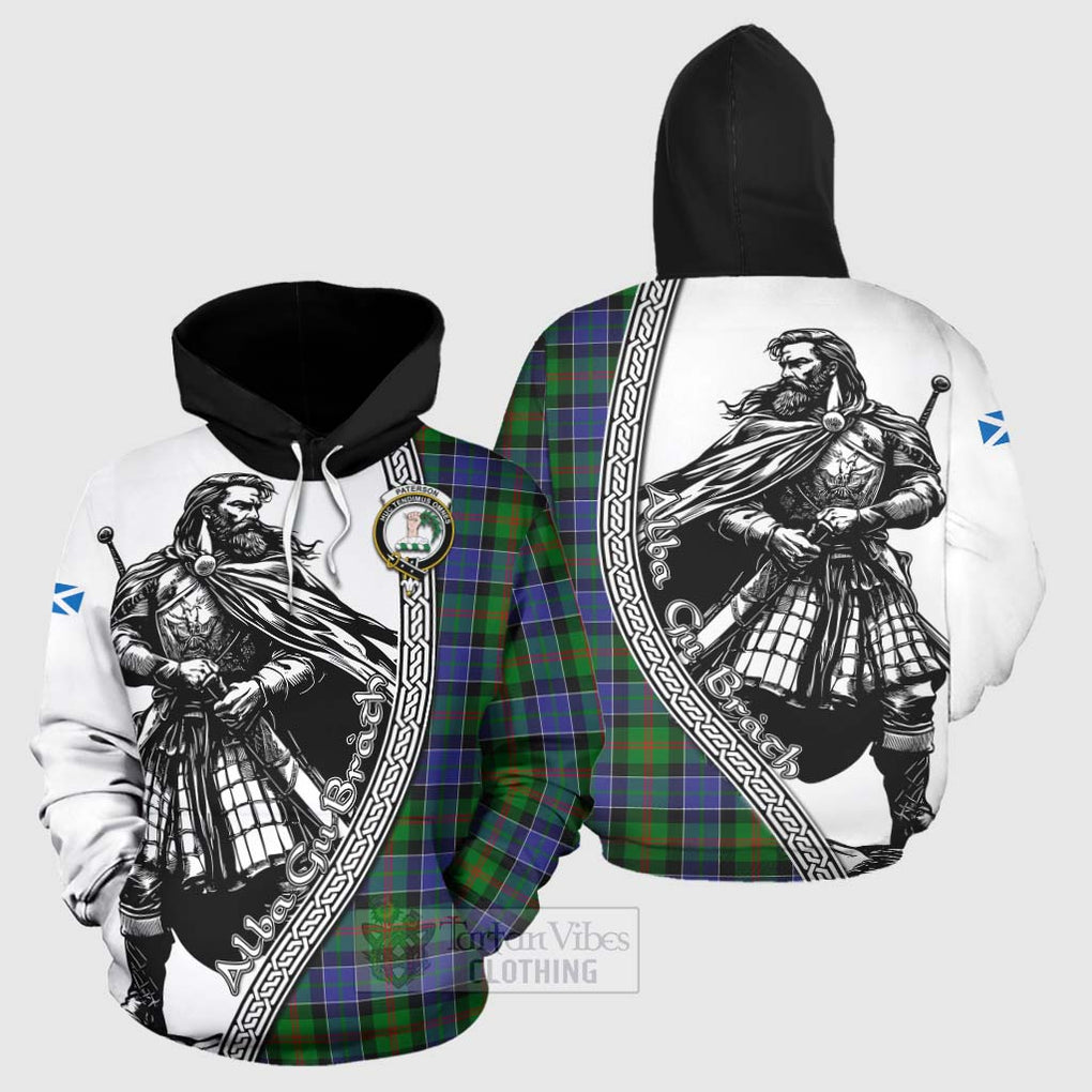 Tartan Vibes Clothing Paterson Tartan Clan Crest Hoodie with Highlander Warrior Celtic Style