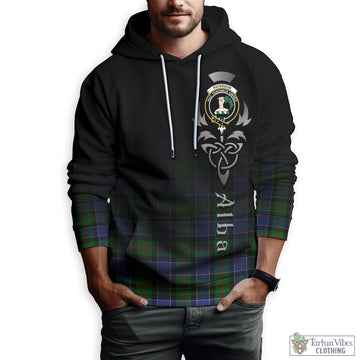 Paterson Tartan Hoodie Featuring Alba Gu Brath Family Crest Celtic Inspired
