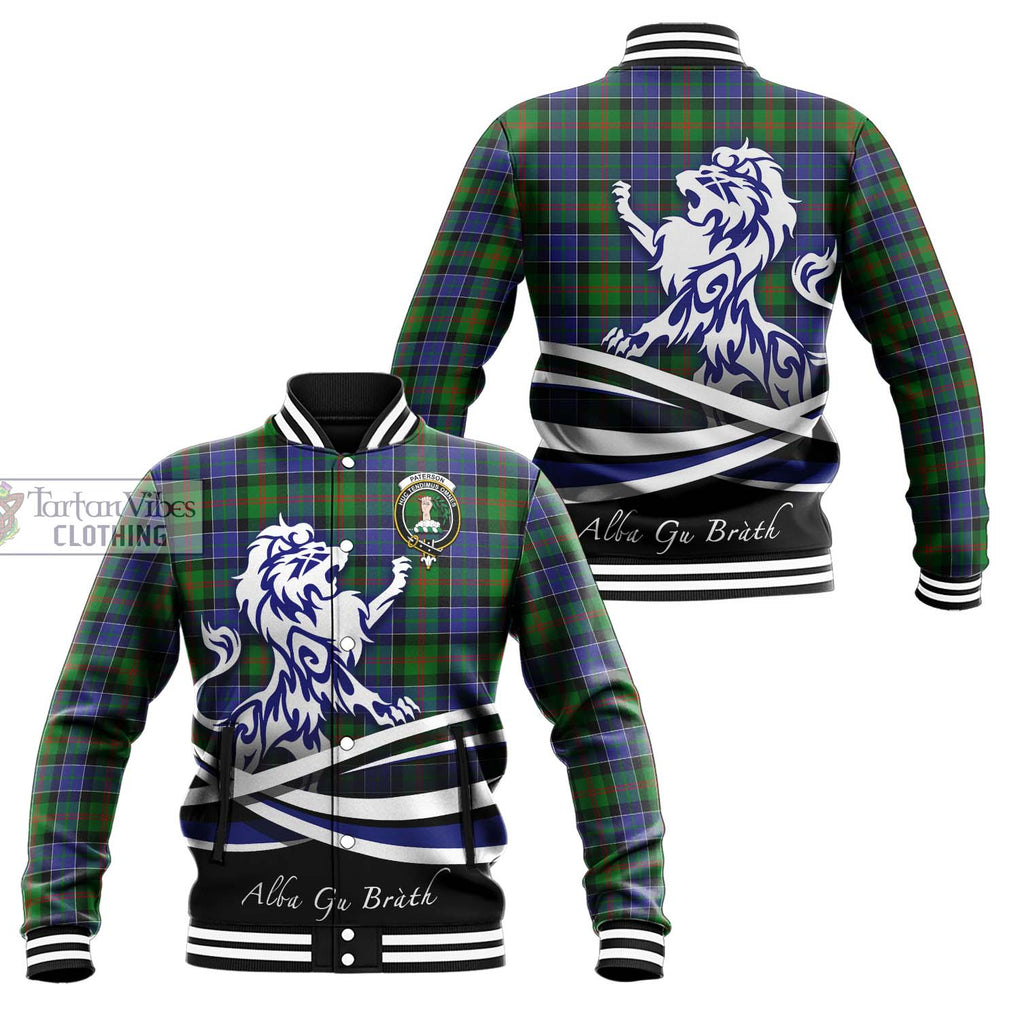 Paterson Tartan Baseball Jacket with Alba Gu Brath Regal Lion Emblem Unisex - Tartan Vibes Clothing