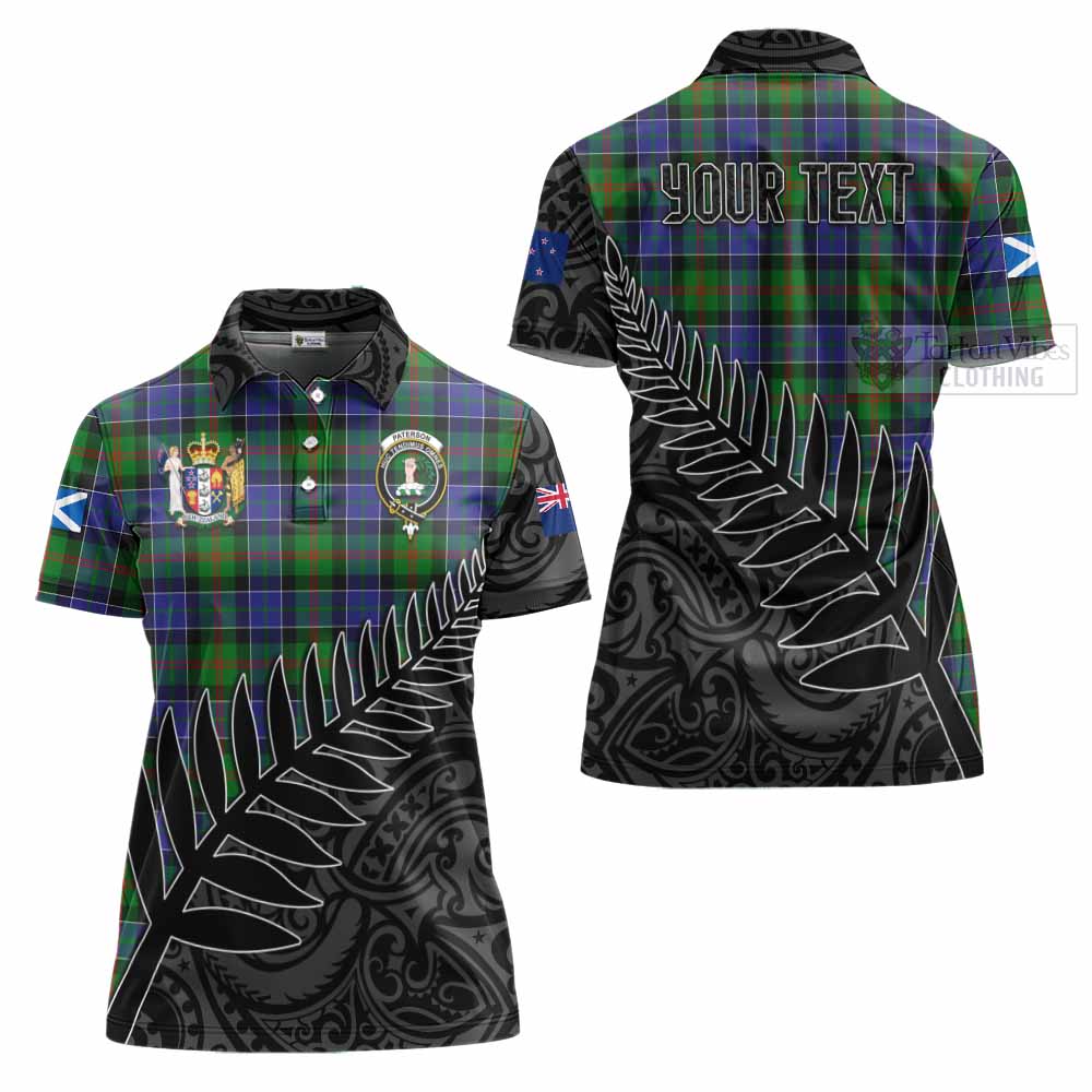 Tartan Vibes Clothing Paterson Crest Tartan Women's Polo Shirt with New Zealand Silver Fern Half Style
