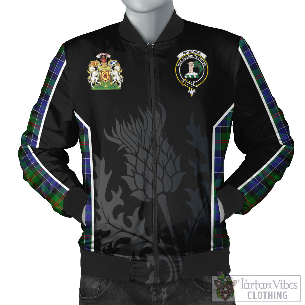 Tartan Vibes Clothing Paterson Tartan Bomber Jacket with Family Crest and Scottish Thistle Vibes Sport Style
