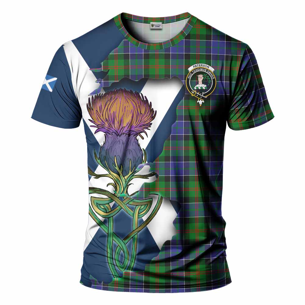 Tartan Vibes Clothing Paterson Tartan Family Crest T-Shirt Scottish Thistle Celtic Inspired