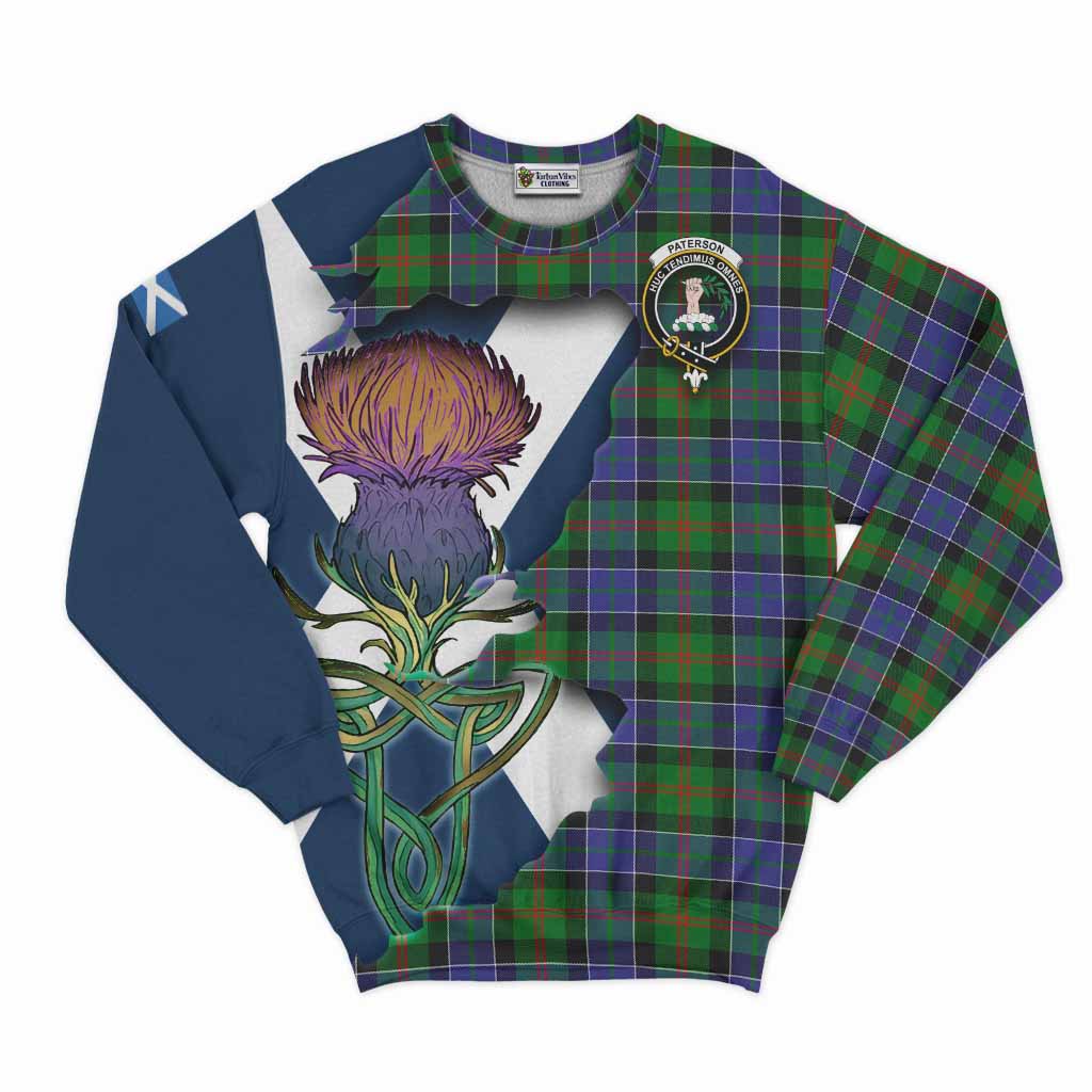 Tartan Vibes Clothing Paterson Tartan Family Crest Sweatshirt Scottish Thistle Celtic Inspired