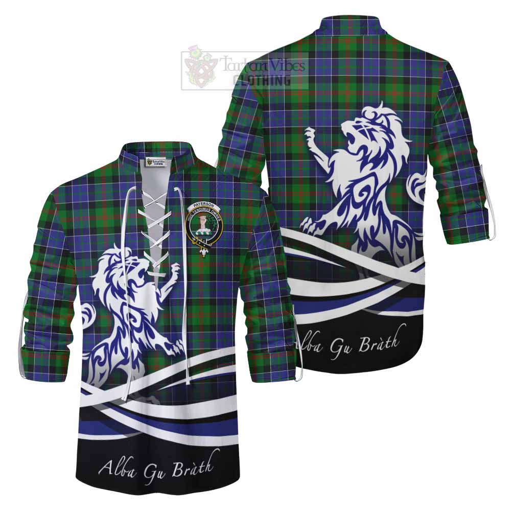 Tartan Vibes Clothing Paterson Tartan Ghillie Kilt Shirt with Alba Gu Brath Regal Lion Emblem