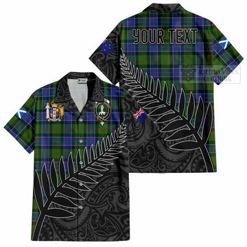 Paterson Crest Tartan Hawaiian Shirt with New Zealand Silver Fern Half Style