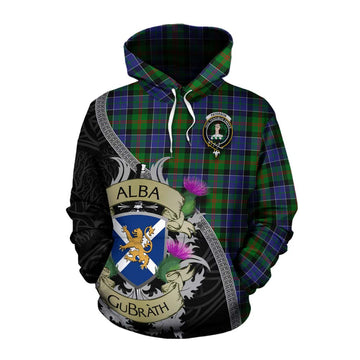 Tartan Vibes Clothing Paterson Tartan Family Crest Cotton Hoodie Lion Rampant Royal Thistle Shield Celtic Inspired