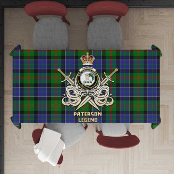 Paterson Tartan Tablecloth with Clan Crest and the Golden Sword of Courageous Legacy