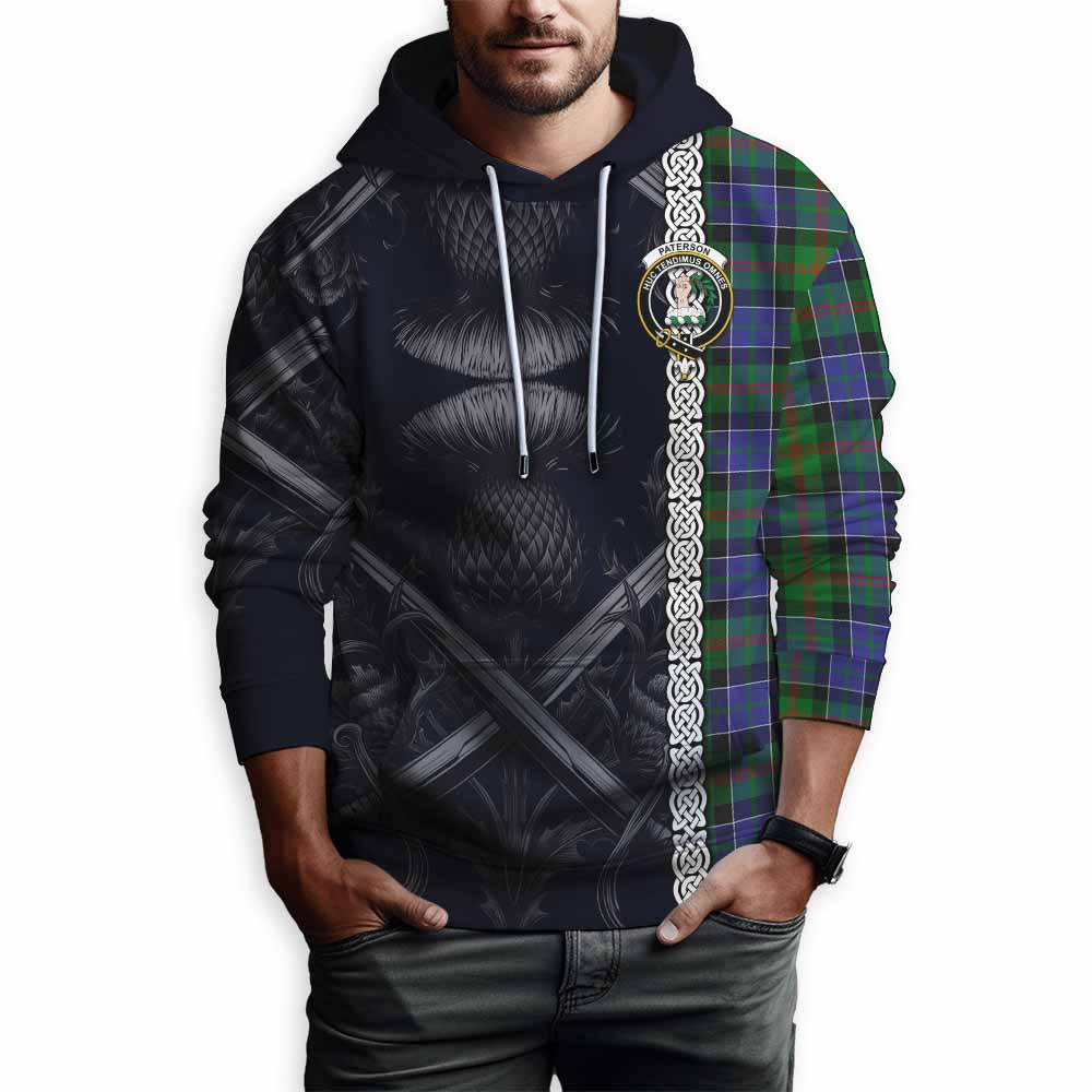 Tartan Vibes Clothing Paterson Tartan Hoodie with Family Crest Cross Sword Thistle Celtic Vibes