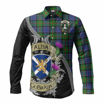 Tartan Vibes Clothing Paterson Tartan Family Crest Long Sleeve Button Shirt Lion Rampant Royal Thistle Shield Celtic Inspired