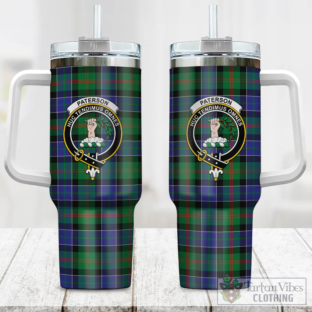 Tartan Vibes Clothing Paterson Tartan and Family Crest Tumbler with Handle