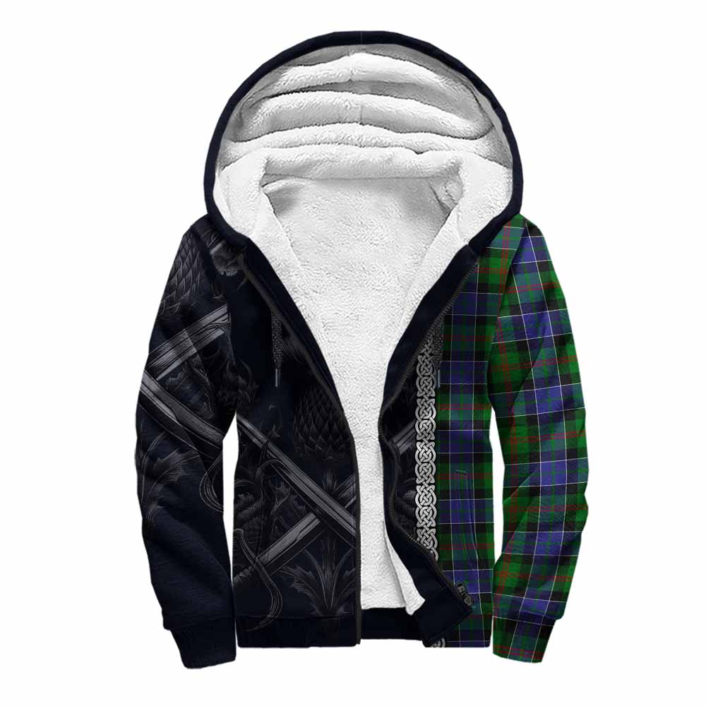 Tartan Vibes Clothing Paterson Tartan Sherpa Hoodie with Family Crest Cross Sword Thistle Celtic Vibes