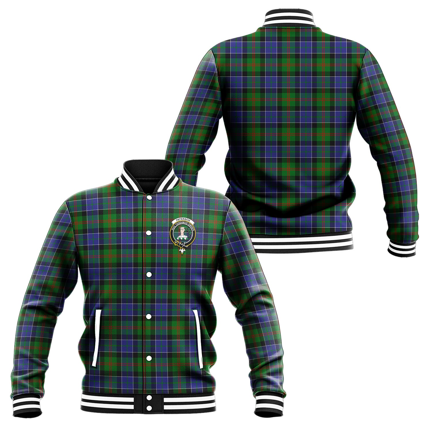 Paterson Tartan Baseball Jacket with Family Crest Unisex - Tartan Vibes Clothing