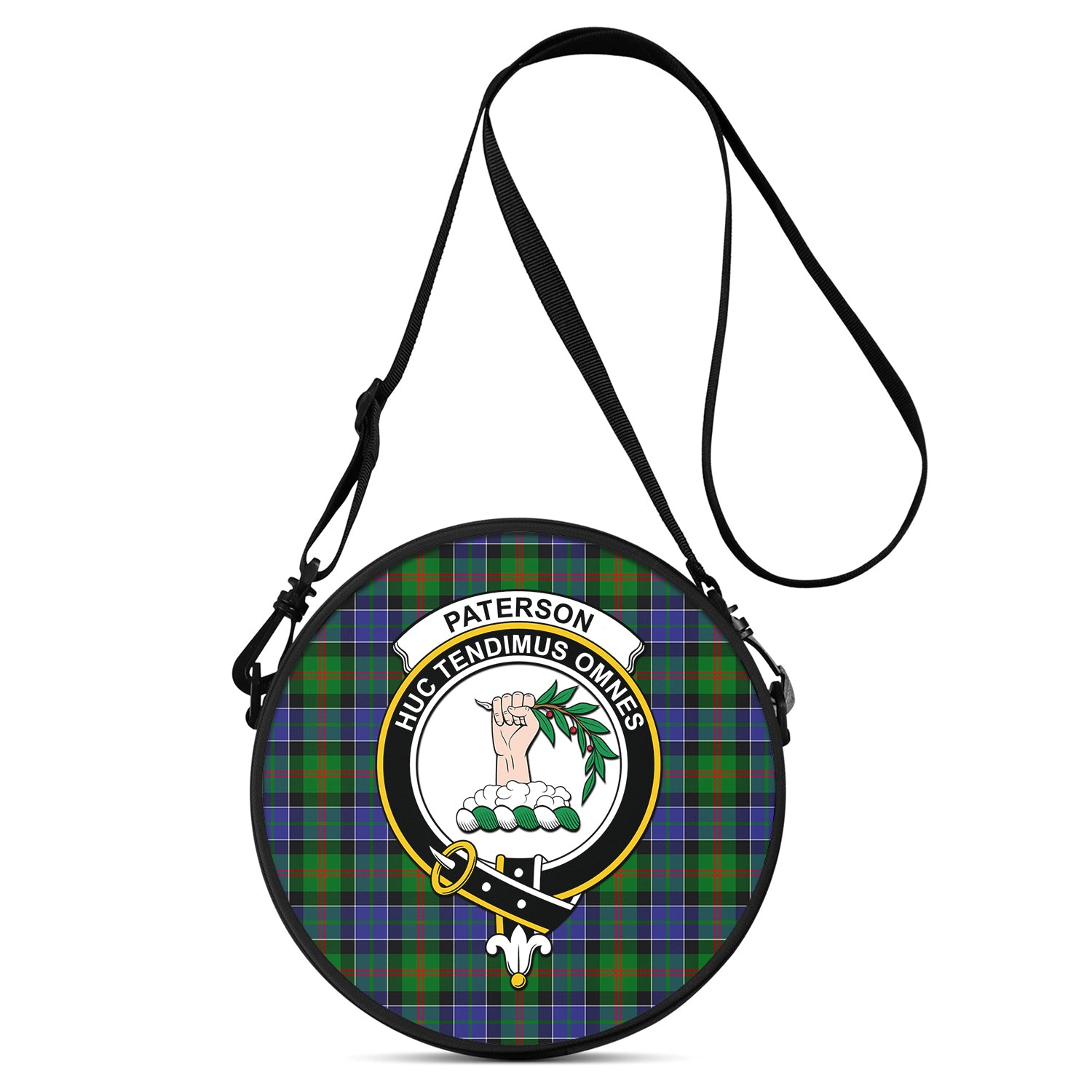 Paterson Tartan Round Satchel Bags with Family Crest One Size 9*9*2.7 inch - Tartan Vibes Clothing