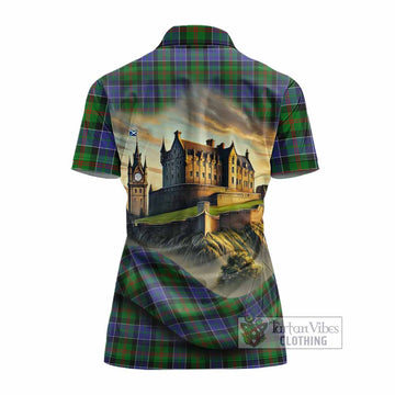 Paterson Tartan Family Crest Women's Polo Shirt with Scottish Ancient Castle Style
