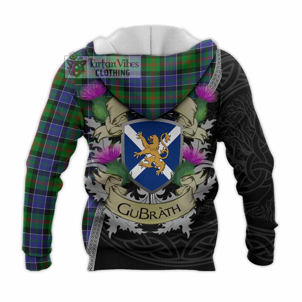 Tartan Vibes Clothing Paterson Tartan Family Crest Knitted Hoodie Lion Rampant Royal Thistle Shield Celtic Inspired