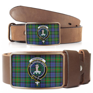 Paterson Tartan Belt Buckles with Family Crest