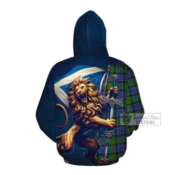 Tartan Vibes Clothing Paterson Tartan Family Crest Cotton Hoodie with Scottish Majestic Lion