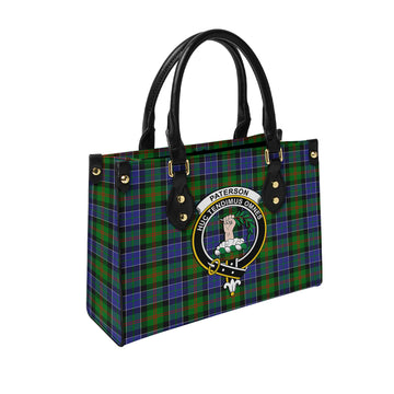 Paterson Tartan Leather Bag with Family Crest