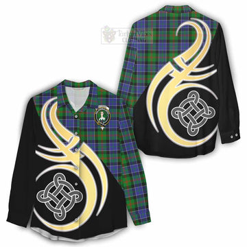 Tartan Vibes Clothing Paterson Tartan Women's Casual Shirt with Family Crest and Celtic Symbol Style