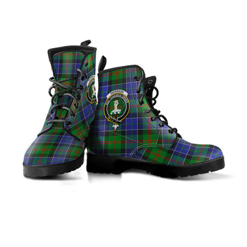 Paterson Tartan Leather Boots with Family Crest