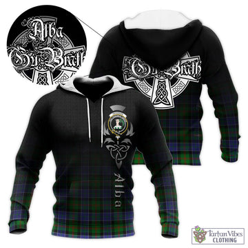 Paterson Tartan Knitted Hoodie Featuring Alba Gu Brath Family Crest Celtic Inspired