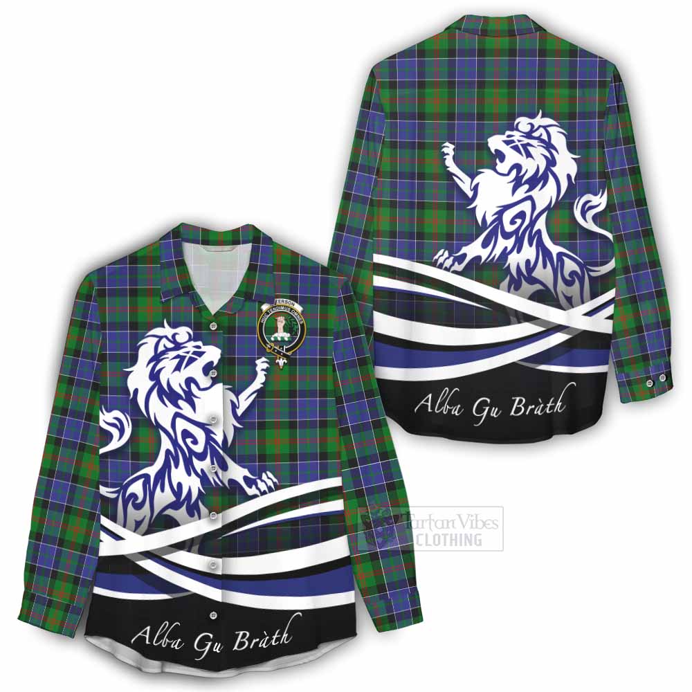 Tartan Vibes Clothing Paterson Tartan Women's Casual Shirt with Alba Gu Brath Regal Lion Emblem
