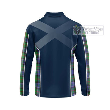 Paterson Tartan Long Sleeve Polo Shirt with Family Crest and Lion Rampant Vibes Sport Style - Tartan Vibes Clothing