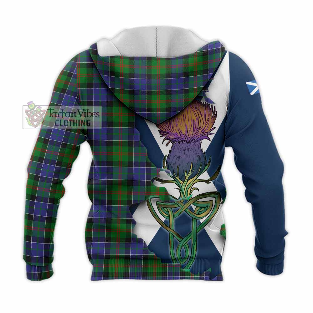 Tartan Vibes Clothing Paterson Tartan Family Crest Knitted Hoodie Scottish Thistle Celtic Inspired
