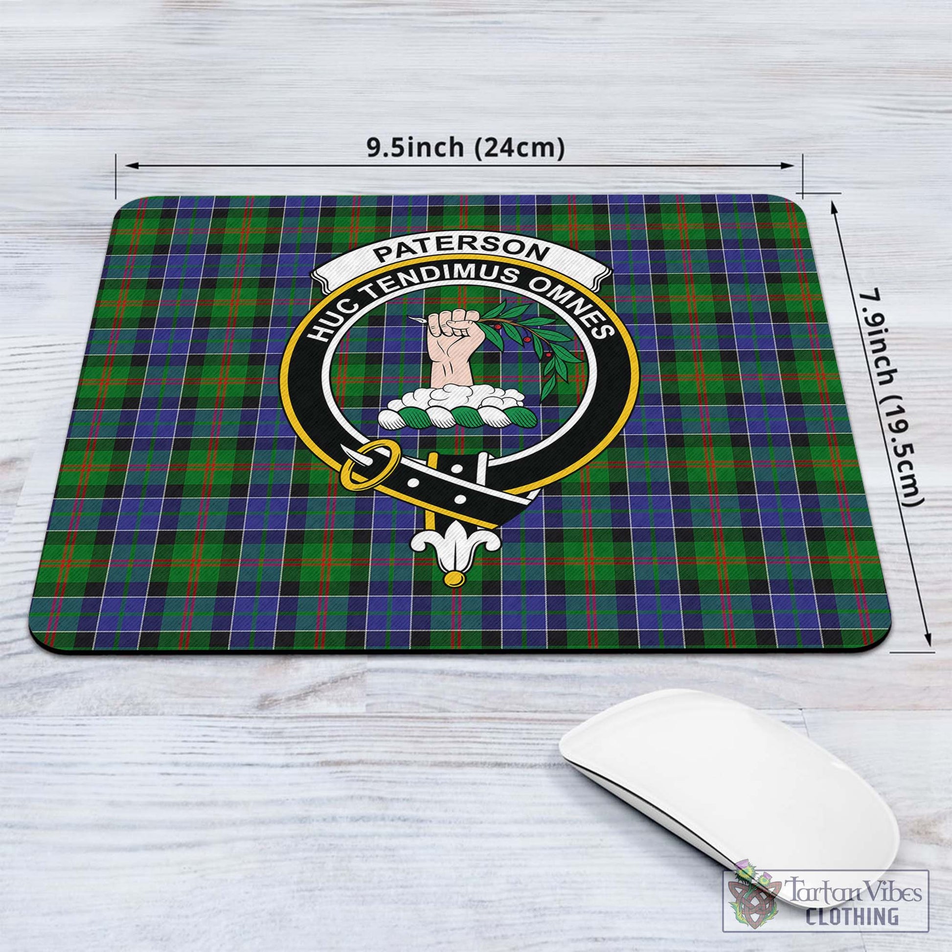 Tartan Vibes Clothing Paterson Tartan Mouse Pad with Family Crest