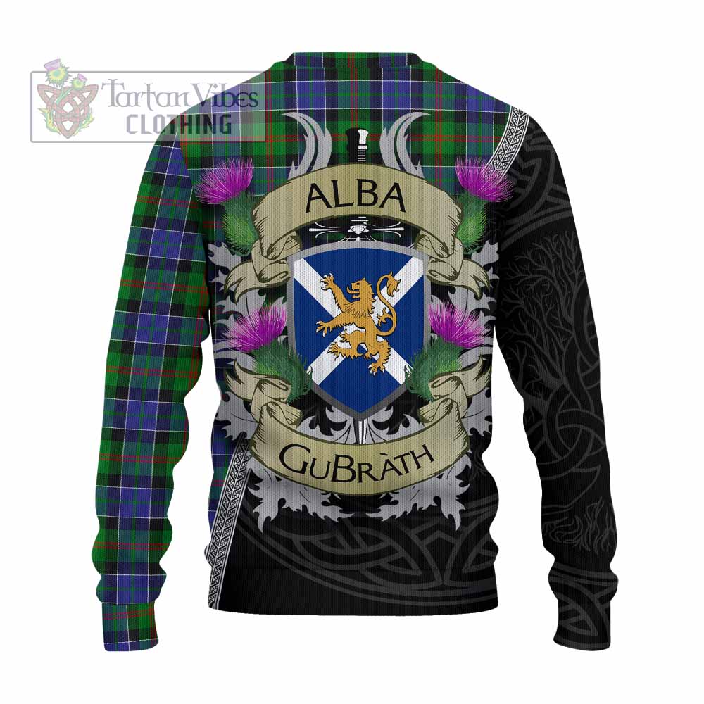 Tartan Vibes Clothing Paterson Tartan Family Crest Knitted Sweater Lion Rampant Royal Thistle Shield Celtic Inspired