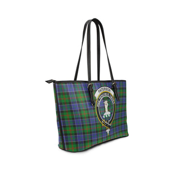 Paterson Tartan Leather Tote Bag with Family Crest