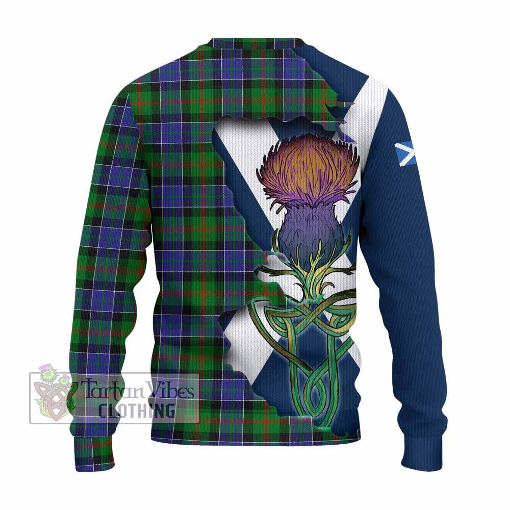 Tartan Vibes Clothing Paterson Tartan Family Crest Knitted Sweater Scottish Thistle Celtic Inspired