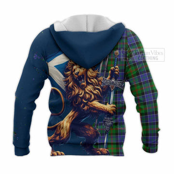 Paterson Tartan Family Crest Knitted Hoodie with Scottish Majestic Lion