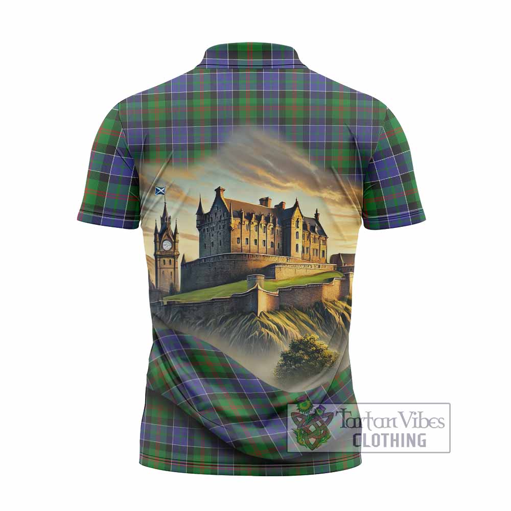 Tartan Vibes Clothing Paterson Tartan Family Crest Zipper Polo Shirt with Scottish Ancient Castle Stype