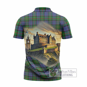 Paterson Tartan Family Crest Zipper Polo Shirt with Scottish Ancient Castle Style