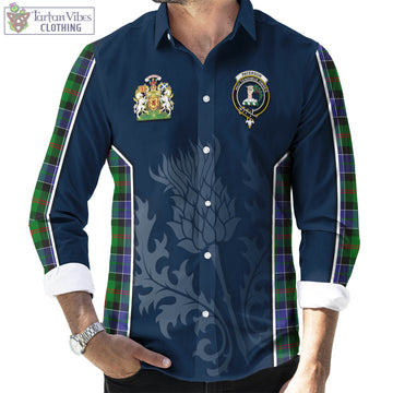 Paterson Tartan Long Sleeve Button Up Shirt with Family Crest and Scottish Thistle Vibes Sport Style