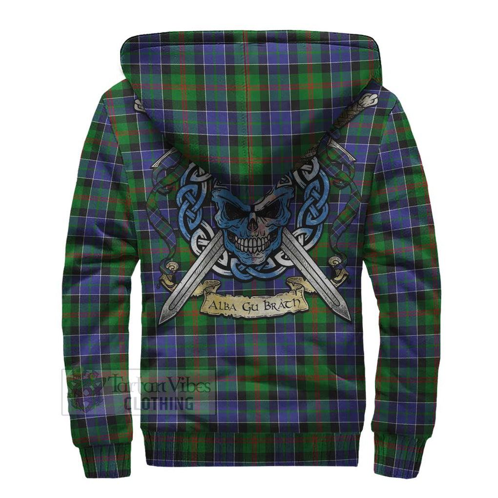 Tartan Vibes Clothing Paterson Tartan Sherpa Hoodie with Family Crest Celtic Skull Style