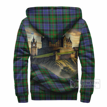 Paterson Tartan Family Crest Sherpa Hoodie with Scottish Ancient Castle Style