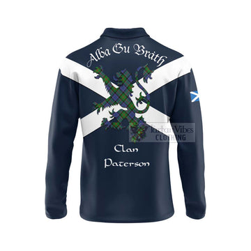 Tartan Vibes Clothing Paterson Tartan Lion Rampant Long Sleeve Polo Shirt – Proudly Display Your Heritage with Alba Gu Brath and Clan Name